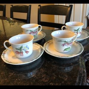 Noritake Conservatory Cups & Saucers - 4 sets
